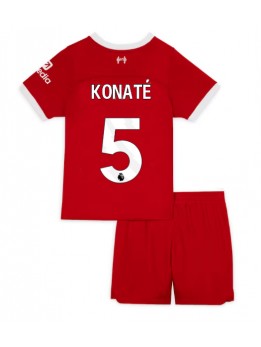 Otroški Nogometna dresi replika Liverpool Ibrahima Konate #5 Domači 2023-24 Kratek rokav (+ hlače)